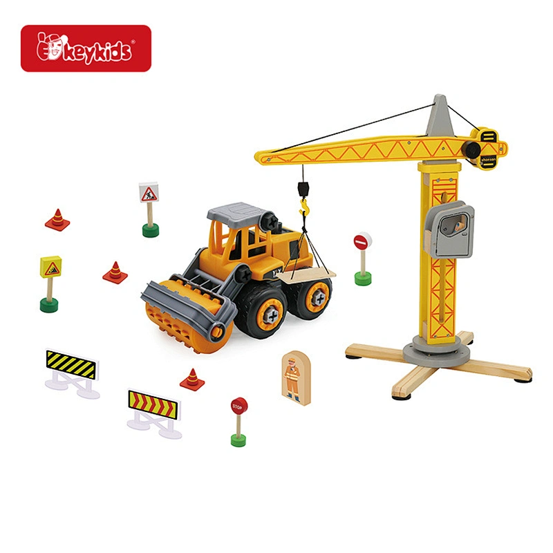 Customize Construction Toy Machinery Tower Wooden Crane Toy Play Set for Kids Fine Motor Skill W04A594